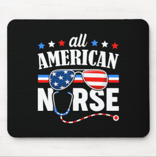 Mousepad Enfermeira Americana Em 4 De Julho, Bandeira Patri