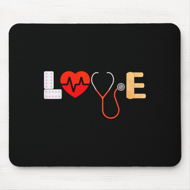 Mousepad Enfermeira Amor Engraçada Presente de Ideia Gráfic (Frente)