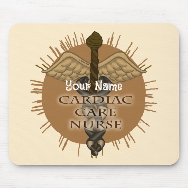 Mousepad Enfermeira cardíaca Caduceu (Frente)