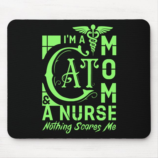 Mousepad Enfermeira Cat Mamãe - Presente Engraçado para Enf (Frente)