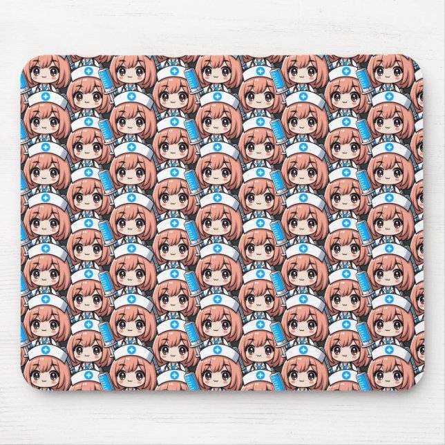 Mousepad Enfermeira Chibi Cute - saúde, animação, medicina (Frente)
