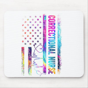 Mousepad Enfermeira Corretiva Tie Dye Bandeira Americana Pa