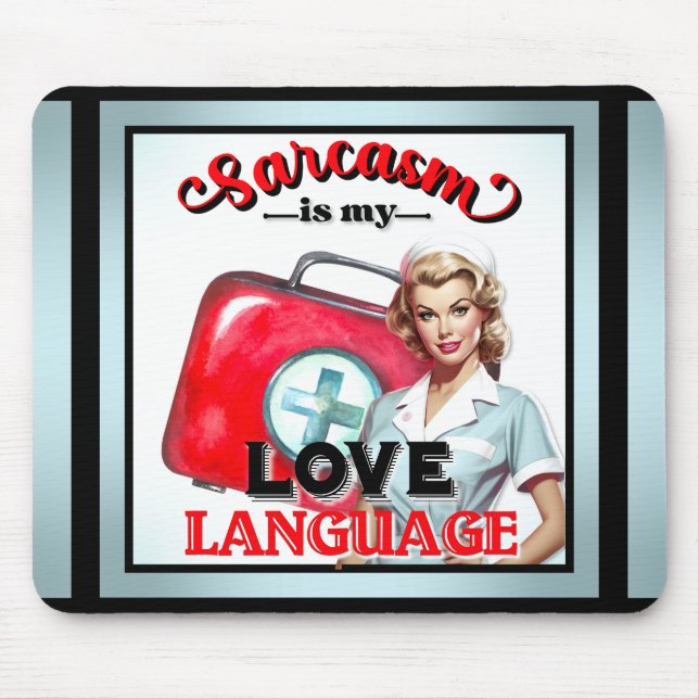 Mousepad Enfermeira Cuja Linguagem Pinup_ Love (Frente)