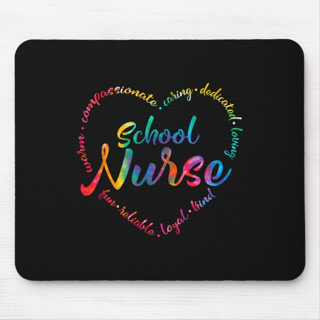 Mousepad Enfermeira da Escola Tie Dye Enfermeira Cardíaca E (Frente)