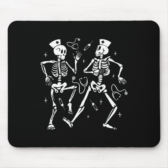 Mousepad Enfermeira dançando esqueleto Halloween Skeleton (Frente)