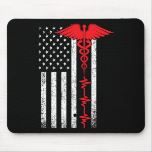Mousepad Enfermeira De Bandeira Dos Eua, Linha Vermelha Fin
