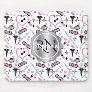 Mousepad Enfermeira De Estetoscópio Bonito Nome do Padrã