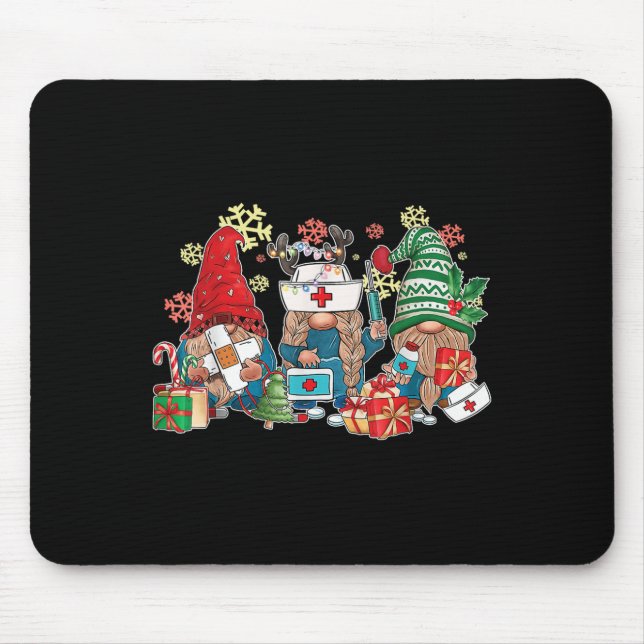 Mousepad Enfermeira de Natal Gnomo Homens Mulheres Papais n (Frente)