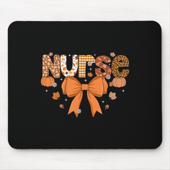 Mousepad Enfermeira de Queda Mulheres Camisa Abóbora Estaçã (Frente)