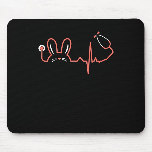 Mousepad Enfermeira do Stethoscope da Páscoa Dr Rabbit Scru (Frente)