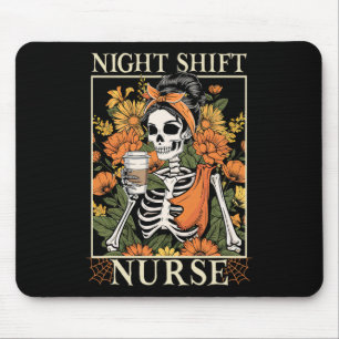 Mousepad Enfermeira do turno da noite Skeleton Halloween En