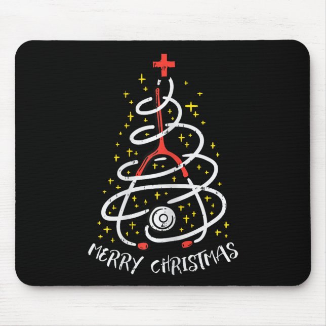 Mousepad Enfermeira Feliz de Natal Xmas Scrub Top Women Ste (Frente)