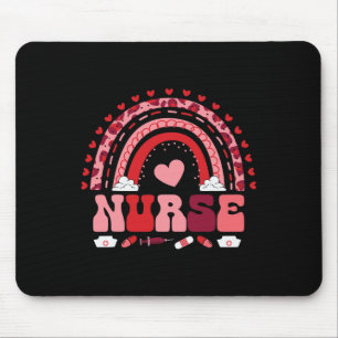 Mousepad Enfermeira feliz dia de os namorados Rainbow Boho