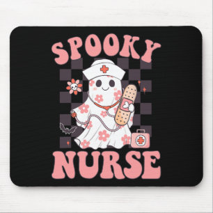 Mousepad Enfermeira Floral Cute Ghost Enfermeira Groovy Hal