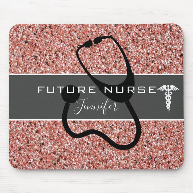 Mousepad Enfermeira Futura Stethoscópio Médico Nome da Lâmp (Frente)