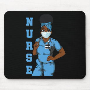 Mousepad Enfermeira Negra Máscara Uniforme Afro-Africana