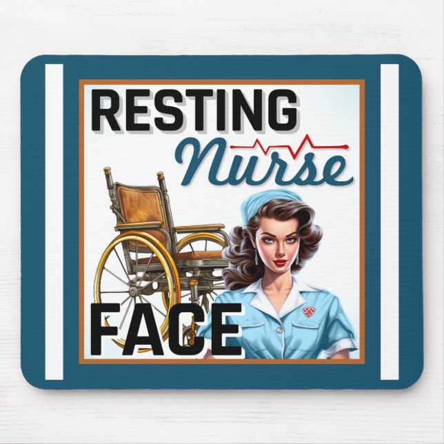 Mousepad Enfermeira Nostálgica Bonita Enfermeira Amortecida (Frente)