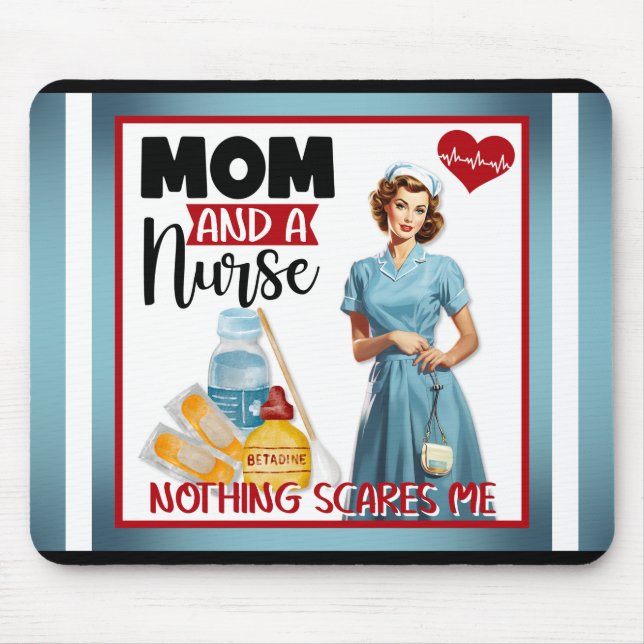 Mousepad Enfermeira Nostálgica e Bonita Aperte Mãe e Enferm (Frente)