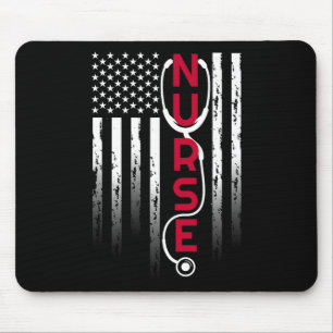 Mousepad Enfermeira Patriótica Com Estetoscópio De Bandeira