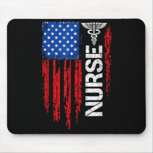 Mousepad Enfermeira Patriótica Orgulho Médico Bandeira Amer