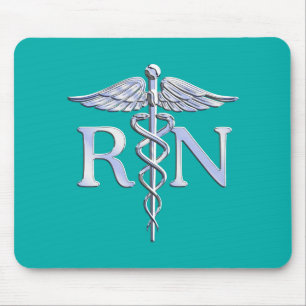 Mousepad Enfermeira Registrada Na moda Caduceus em Turquois
