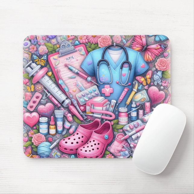 Mousepad Enfermeira RN Fofa/Engraçada (Com mouse)