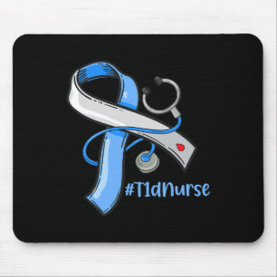 Mousepad Enfermeira T1d Fita Azul Estetoscópio Conscientiza