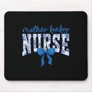 Mousepad Enfermeira Toile Laço Azul Coquette Mãe Bebê Enfer