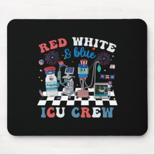 Mousepad Enfermeira Vermelha Azul Icu Enfermeiro 4 de julho