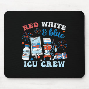 Mousepad Enfermeira Vermelha Azul Icu Enfermeiro 4 de julho