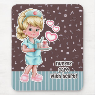 Mousepad Enfermeiras cuidam do Heart. Enfermeira Loura Boni