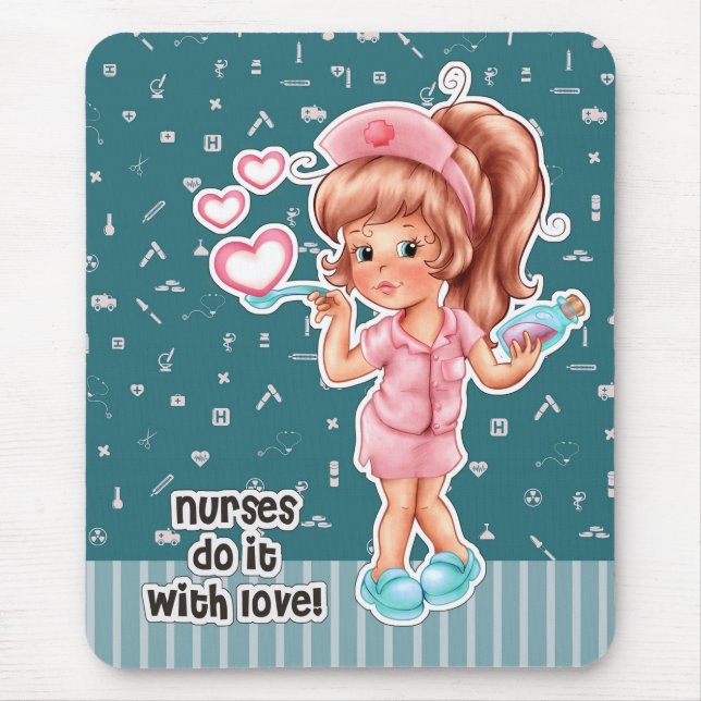 Mousepad Enfermeiras fazem isso com o Amor. Enfermeiro Boni (Frente)