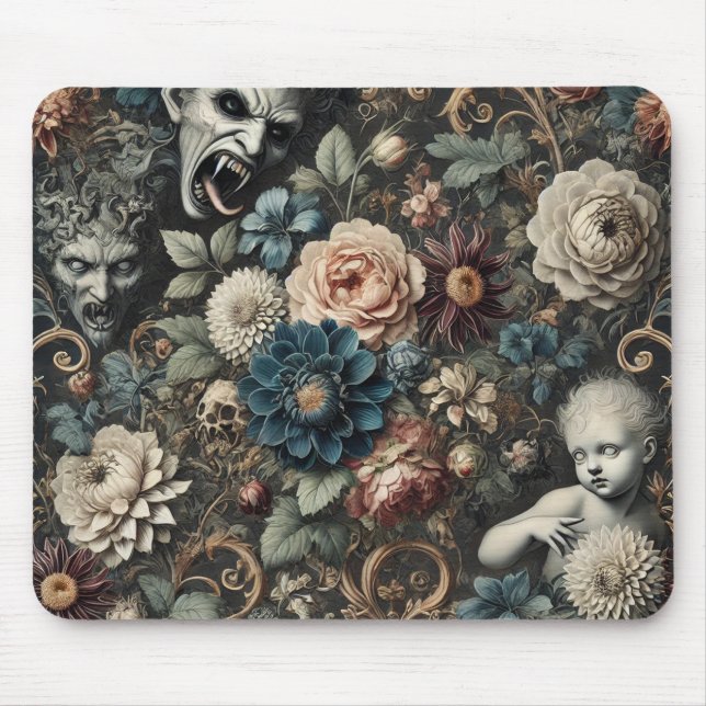 Mousepad Enfermeiro Fallen - Design Floral Gótico (Frente)