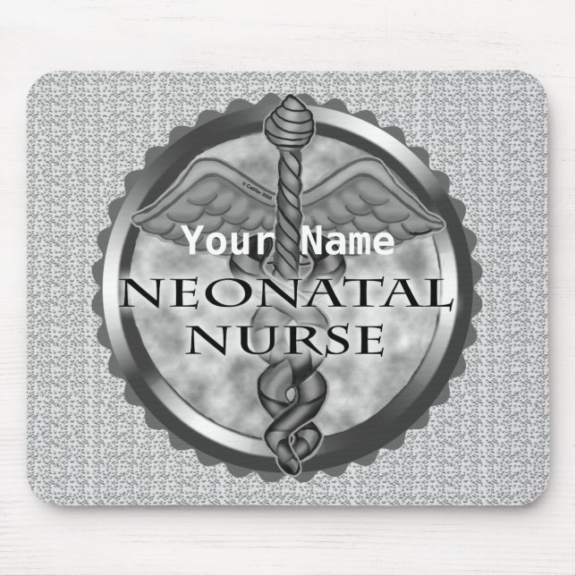 Mousepad Enfermeiro Neonatal cinza caduceus (Frente)