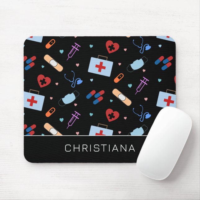 Mousepad Enfermeiro Personalizado | Padrão Médico (Com mouse)