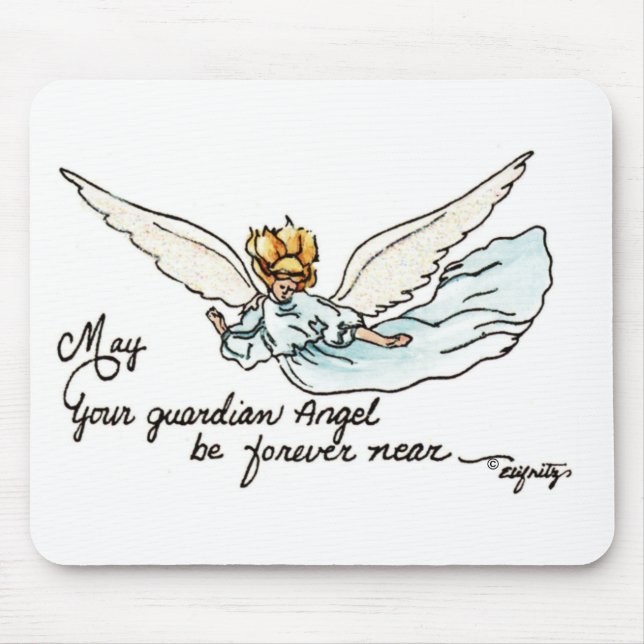 Mousepad Enfrentar Angel Gracefully Perto De Aquarela (Frente)