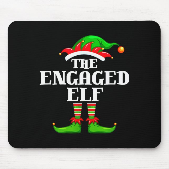 Mousepad Engaged Elf Matching Family Group Christmas Party  (Frente)