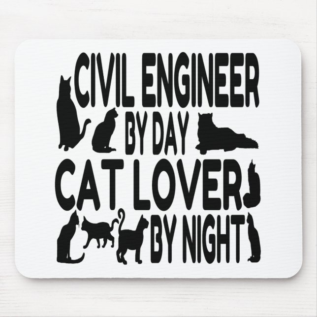 Mousepad Engenheiro Civil Cat Lover (Frente)