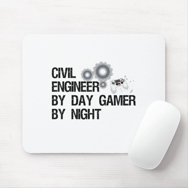 Mousepad Engenheiro Civil Por Jogador De Dia À Noite (Com mouse)
