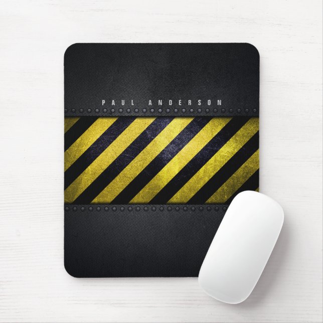 Mousepad Engenheiro de Construção de faixas de perigo amare (Com mouse)