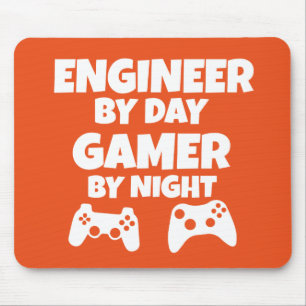 Mousepad Engenheiro em o dia, Gamer em a noite - engraçada