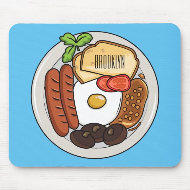 Mousepad English breakfast cartoon illustration (Frente)