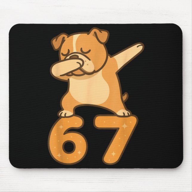 Mousepad English Bulldog Dog 67 Meme Six Seven Funny Dabbin (Frente)
