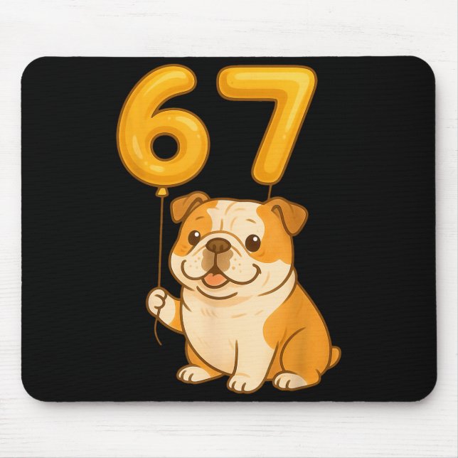 Mousepad English Bulldog Dog Funny 67 Meme Six Seven Balloo (Frente)