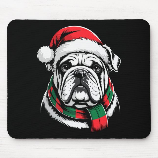 Mousepad English Bulldog Xmas Santa Hat F Christmas Costume (Frente)