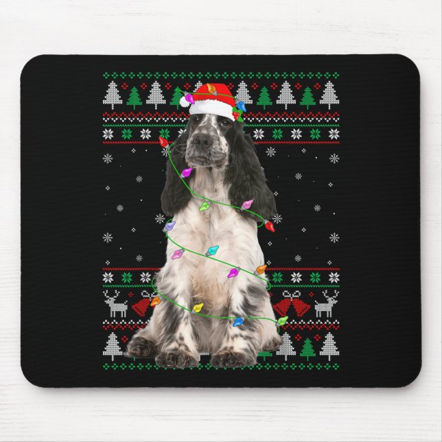Mousepad English Springer Spaniel Dog Christmas Ugly Sweate (Frente)