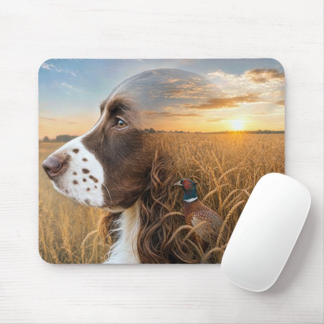 Mousepad English Springer Spaniel e Faisão (Com mouse)