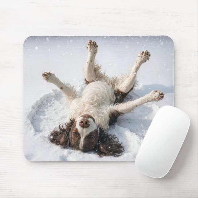 Mousepad English Springer Spaniel Snow Angel (Com mouse)