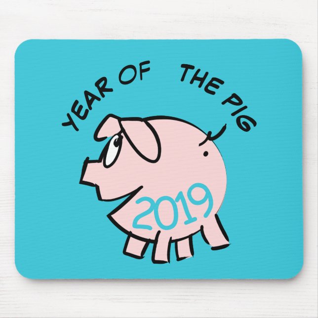 Mousepad Engraçado 3 Cartoon Pig Ano 2019 Escolha Colorido  (Frente)