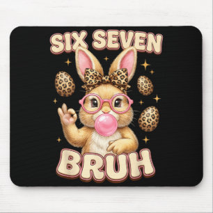 Mousepad Engraçado 6 7 meme seis sete coelho leopardo arco